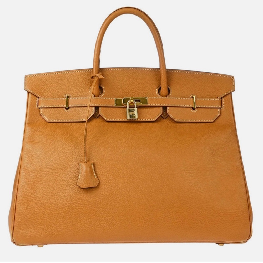 AUTHENTIC HERMES BIRKIN 40 Ardennes leather natural brown travel satchel - Picture 1 of 10